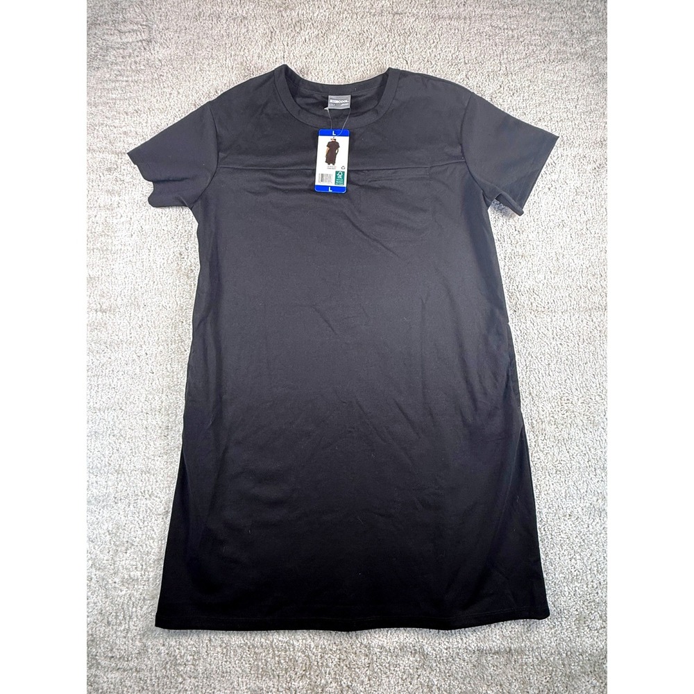 32 Degrees Cool Womens Black Short Sleeve T-Shirt Dress with Pocket Large NEW